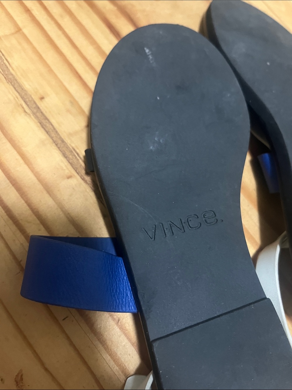 Vince Black, Blue and White T-Strap Women's Sandals - Picture 7 of 8